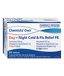 Chemists’ Own Day + Night Cold & Flu Relief PE Tablets 24