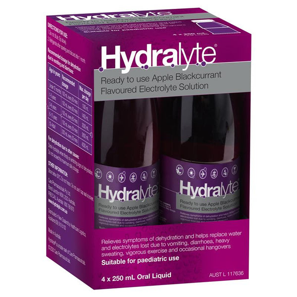 Hydralyte Liquid (Apple/Blackcurrant) 4x250mL
