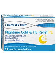 Chemists’ Own Nightime Cold & Flu Relief PE Tablets 24