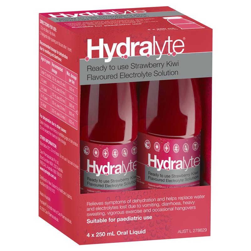 Hydralyte Liquid (Strawberry/Kiwi) 4x250mL